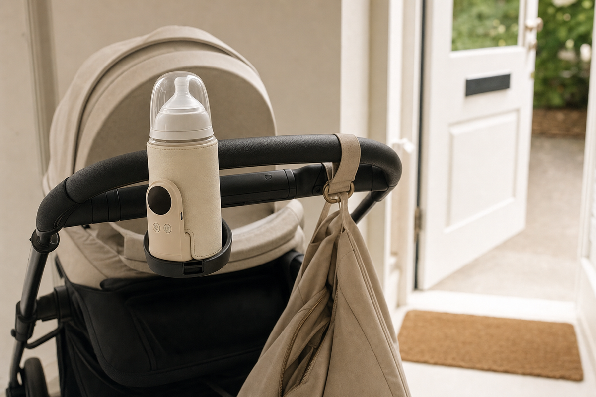 The warmer on a pram handlebar