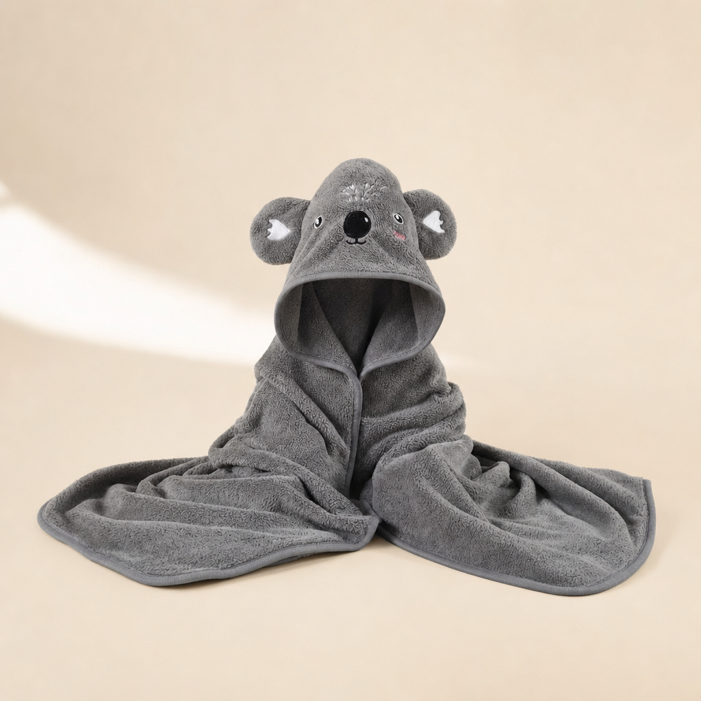 The Animal Hooded Towel — Grey Koala