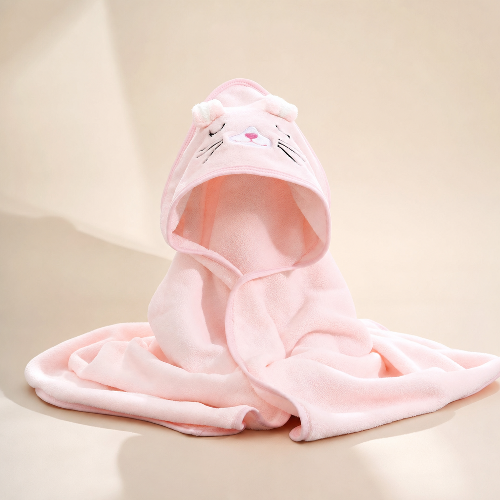 The Animal Hooded Towel — Pink Cat